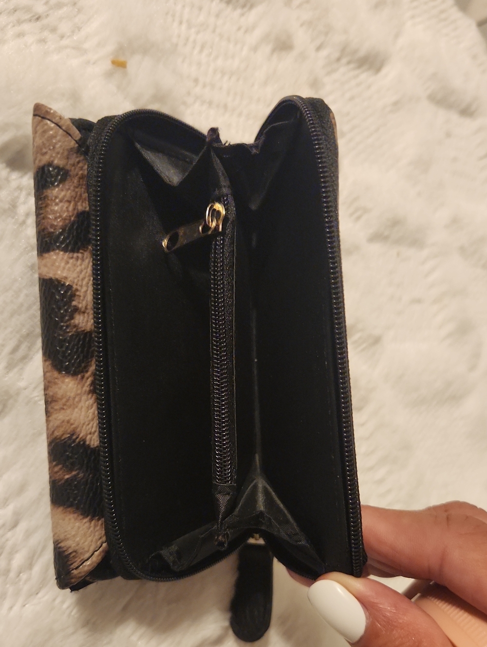 Leopard Print Compact Wallet with Buckle Accent - Picture 4 of 5
